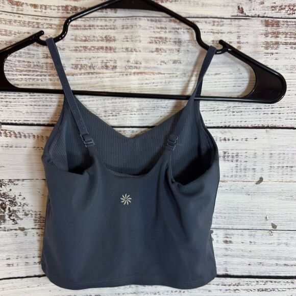 Athleta Girl Tank Top size Medium Cropped built in Bra Adjustable Strap Gray - Picture 7 of 13